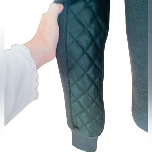 Abercrombie & Fitch Quilted Fleece Asymmetrical snap Pullover Dark Gray Sz L - Picture 5 of 7